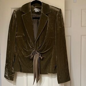 Kay Unger Olive Velvet Tie-Front Blazer Vintage